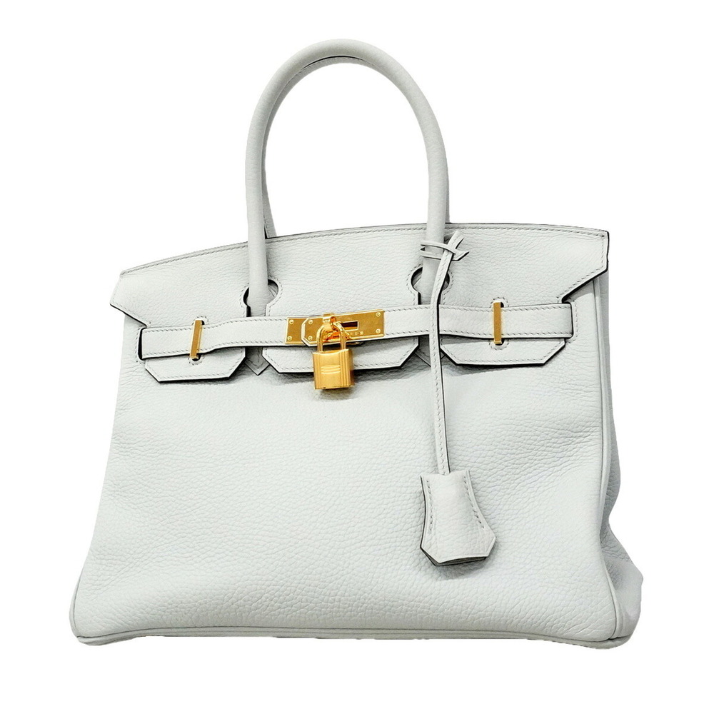 Hermes Birkin 30 Handbag, Taurillon Clemence Leather, Pale Blue, Y Stamp, Wom...